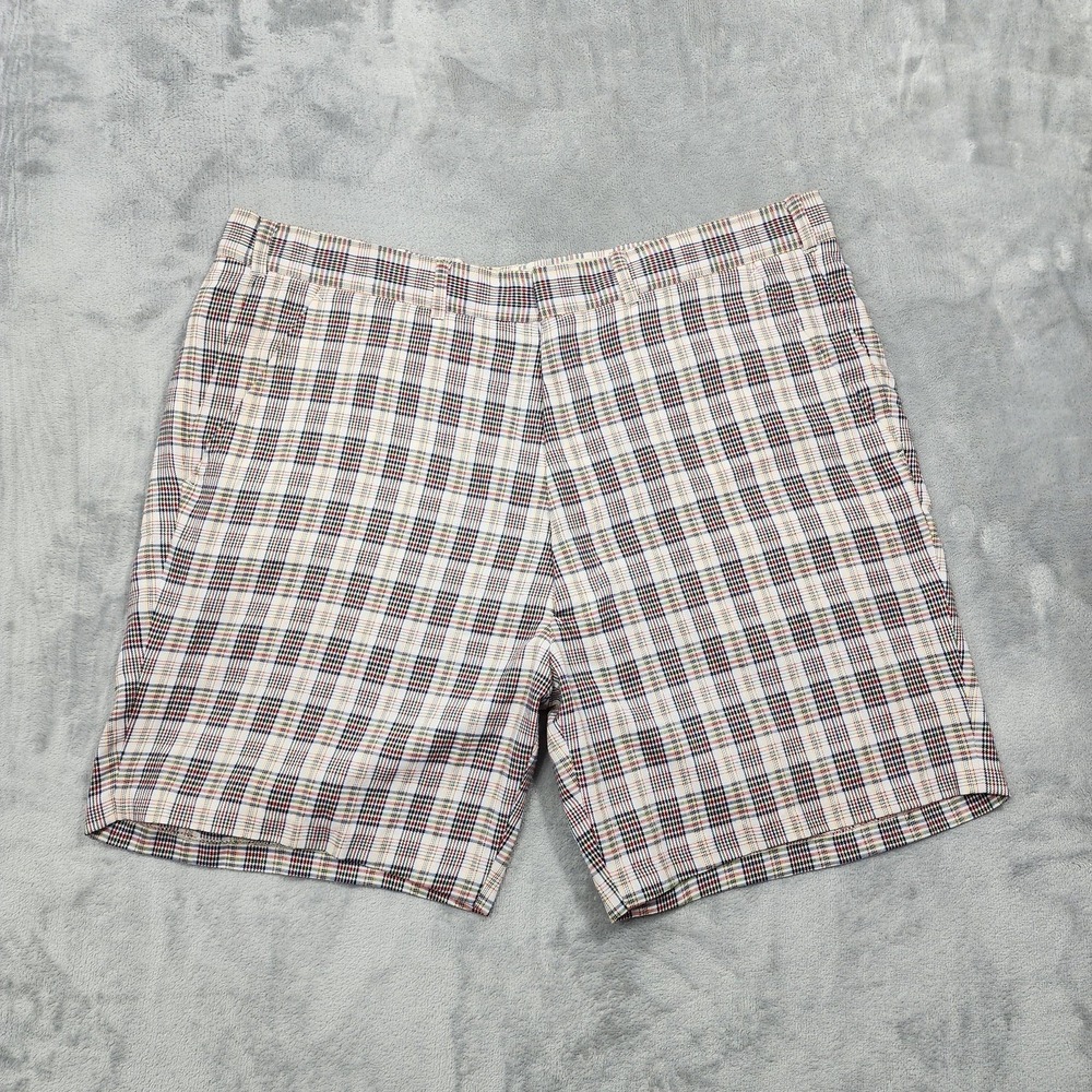 Vintage Shorts Mens 40 Multicolor‎ Plaid Chino Flat Front Casual Preppy Summer